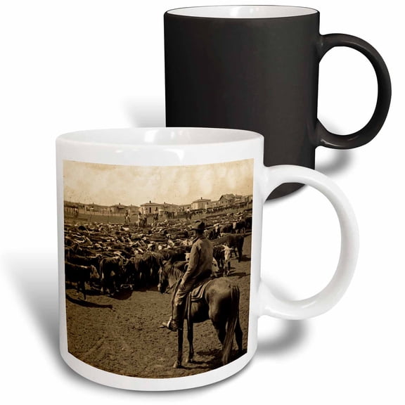 3drose, Early 1900s under a Big Blue Texas Sky Sepia, 11oz Magic Transforming Mug