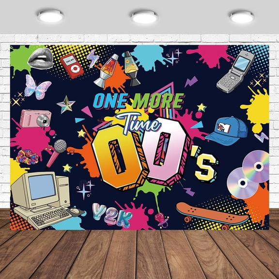 Early 2000s Theme Backdrop One More Time 00's Photography Background Hip Hop Graffiti Back to 00's Party Decorations Banner Photo Studio Props
