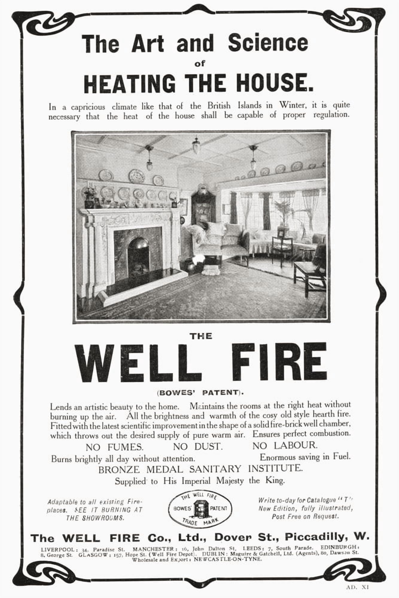 Early 20th century advertisement for The Well Fire From The Mansions of England in the Olden Time published 1906 Canvas Art - Ken Welsh Design Pics (12 x 18)