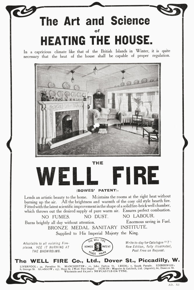 Early 20th century advertisement for The Well Fire From The Mansions of England in the Olden Time published 1906 Canvas Art - Ken Welsh Design Pics (24 x 36)