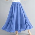 thumbnail image 1 of Early Access Deals Maxi Skirts for Women High Waisted Elastic Long Floral Skirt Women Casual Summer Large Solid Elastic Waist Flax A-line Ankle Skirt Ndbuld,Blue, 1 of 6