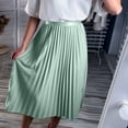thumbnail image 1 of Maxi Skirts for Women High Waisted Elastic Long Floral Skirt Women Casual Summer Large Solid Elastic Waist Flax A-line Ankle Skirt Ndbuld,Green, 1 of 5