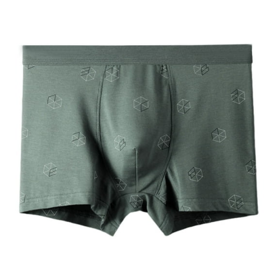 Early Access Deals Men’s Stretch Cotton Boxers Briefs Digital Printing Breathable Close Fitting Underpants Comfortable Boxers Green L