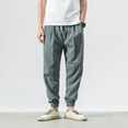 thumbnail image 1 of Mens Cargo Joggers Pants Casual Drawstring Waist Trousers Tapered Lightweight Pants Men's Lantern Pants Men's Linen Pants Fashionable Harlen Pants Leggings Ndbuld Blue 3XL, 1 of 9