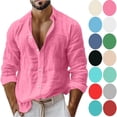 thumbnail image 1 of Men Long Sleeve Shirts Casual Solid Pockets Turndown Collar Button-Up Shirts Blouse, 1 of 7