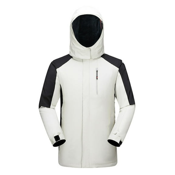 Mountain Ski Jacket Waterproof Fleece Liner Snow Coat Warm Winter Windproof Hooded Raincoat Women And Men's Three In Detachable Outdoor Mountaineering Suit And Ski Suit White L