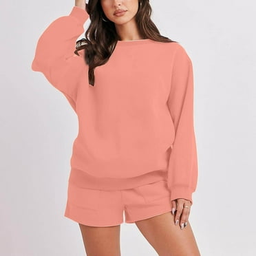 Early Access Deals Ofreoo Women's Fashion Casual Long Sleeve Round Neck Top Plus Pants Sweater Set Sweatsuits Women 2 Piece Outfit,Plus Size ,Size S-XL