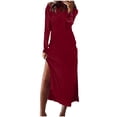 thumbnail image 1 of Early Access Deals Women's Loose Dresses Women's Short Sleeved V-neck Fashion Print High Waist Mid-Calf V-neck Dress Red, S, 1 of 7