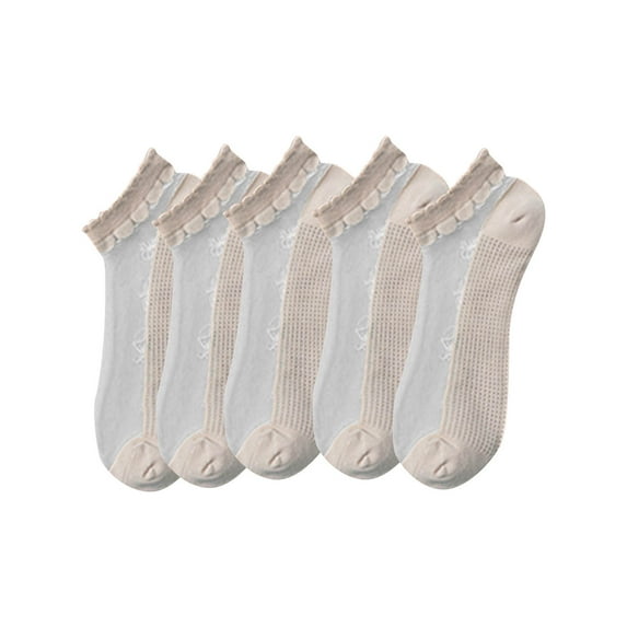 Early Access Deals Women's Solid Color Shallow Mouth Socks Ventilate Sweat Absorbing Socks 5PC