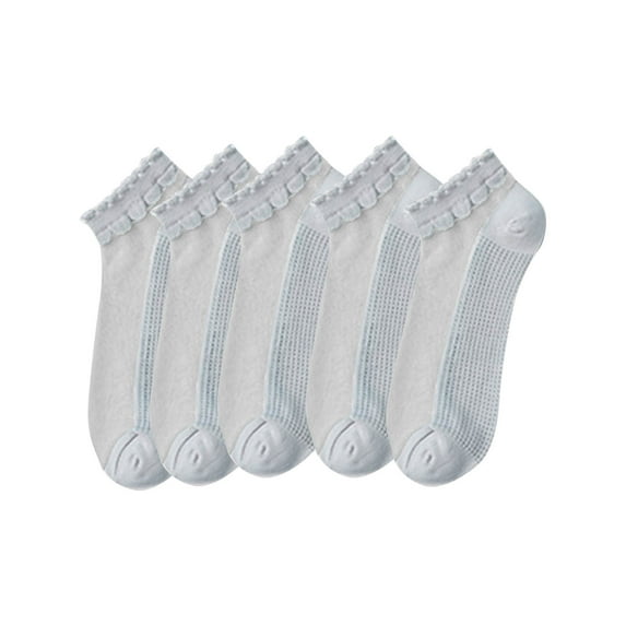 Early Access Deals Women's Solid Color Shallow Mouth Socks Ventilate Sweat Absorbing Socks 5PC