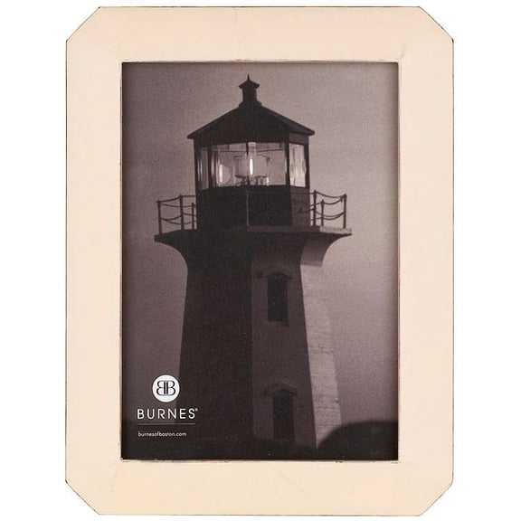 Early Americana OCTAGON WOOD 8x10 in distressed IVORY stain by Burnes - 8x10