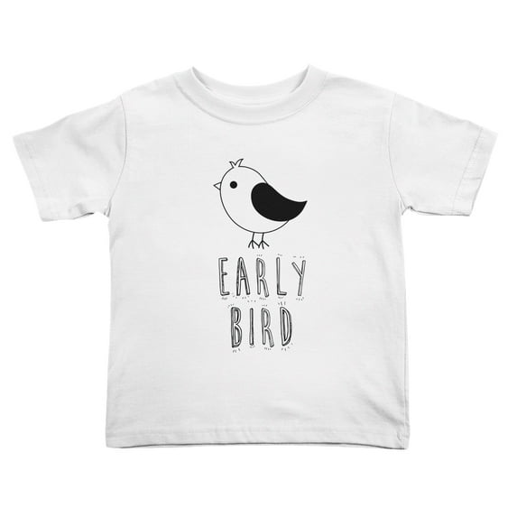 Early Bird Cute Toddler T Shirts for Boys Girls (White, Youth M)