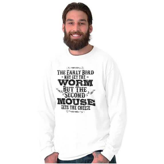 Early Bird Gets Worm Mouse Cheese Long Sleeve TShirt Men Women Brisco Brands X