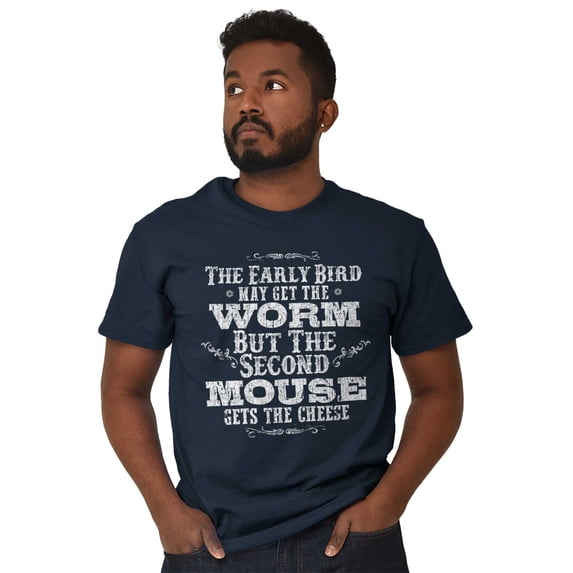 Early Bird Gets Worm Mouse Cheese Men's Graphic T Shirt Tees Brisco Brands X