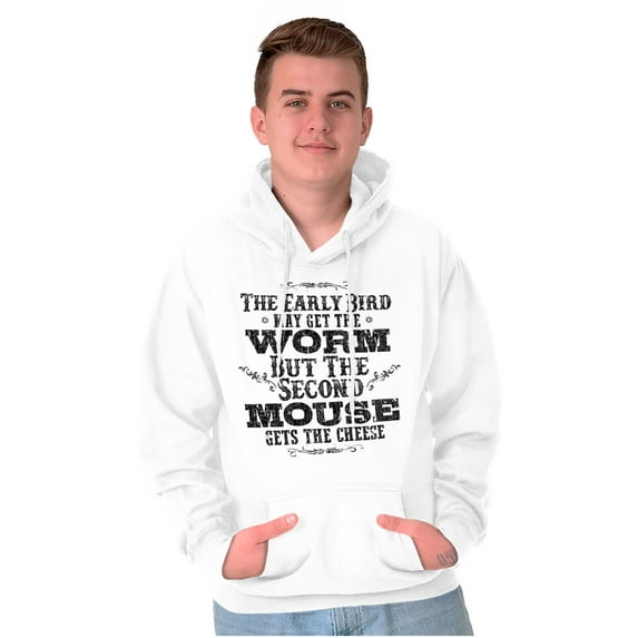 Early Bird Gets Worm Mouse Cheese Unisex Plus Fleece Graphic Hoodie Brisco Brands 4X