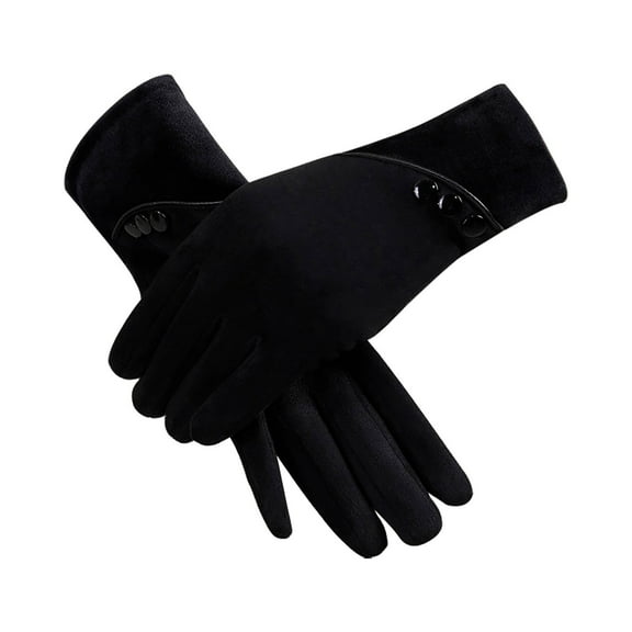 Early Bird Special, Ngheia Suede Gloves for Women Autumn and Winter Warm Plus Velvet Winter Riding Driving Korean Thickened Ladies Gloves Black, Buy More, Save More, High Grade Gloves*1 Pair, Gloves