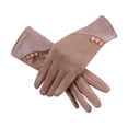 thumbnail image 1 of Early Bird Special, Ngheia Suede Gloves for Women Autumn and Winter Warm Plus Velvet Winter Riding Driving Korean Thickened Ladies Gloves Khaki, Buy More, Save More, High Grade Gloves*1 Pair, Gloves, 1 of 7