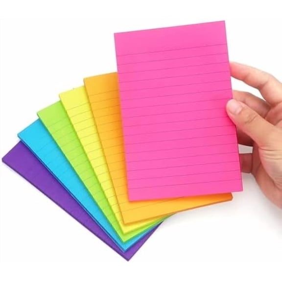 Early Buy Lined Sticky Notes with Lines 4x6 Self-Stick Notes 6 Bright Color 6 Pads, 45 Sheets/Pad