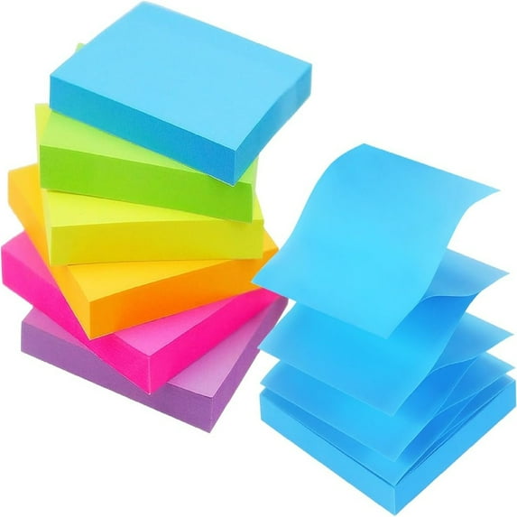 Early Buy Pop Up Sticky Notes 3x3 Refills Self-Stick Notes 6 Pads, 6 Bright Colors, 100 Sheets/Pad (6 Bright)