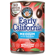 Early California Medium Pitted Black Ripe Olives, 6 oz. Can. No Artificial Colors. Major Allergens Not Contained.