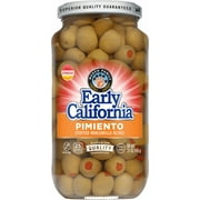 Early California Pimiento Stuffed Manzanilla Olives 21 oz. Jar. Major Allergens Not Contained.