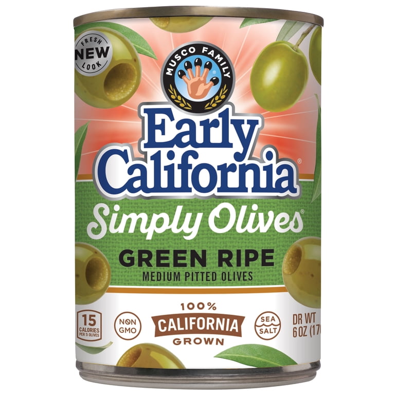 Early California Simply Green Ripe Medium Olives, 6 oz Can, Gluten