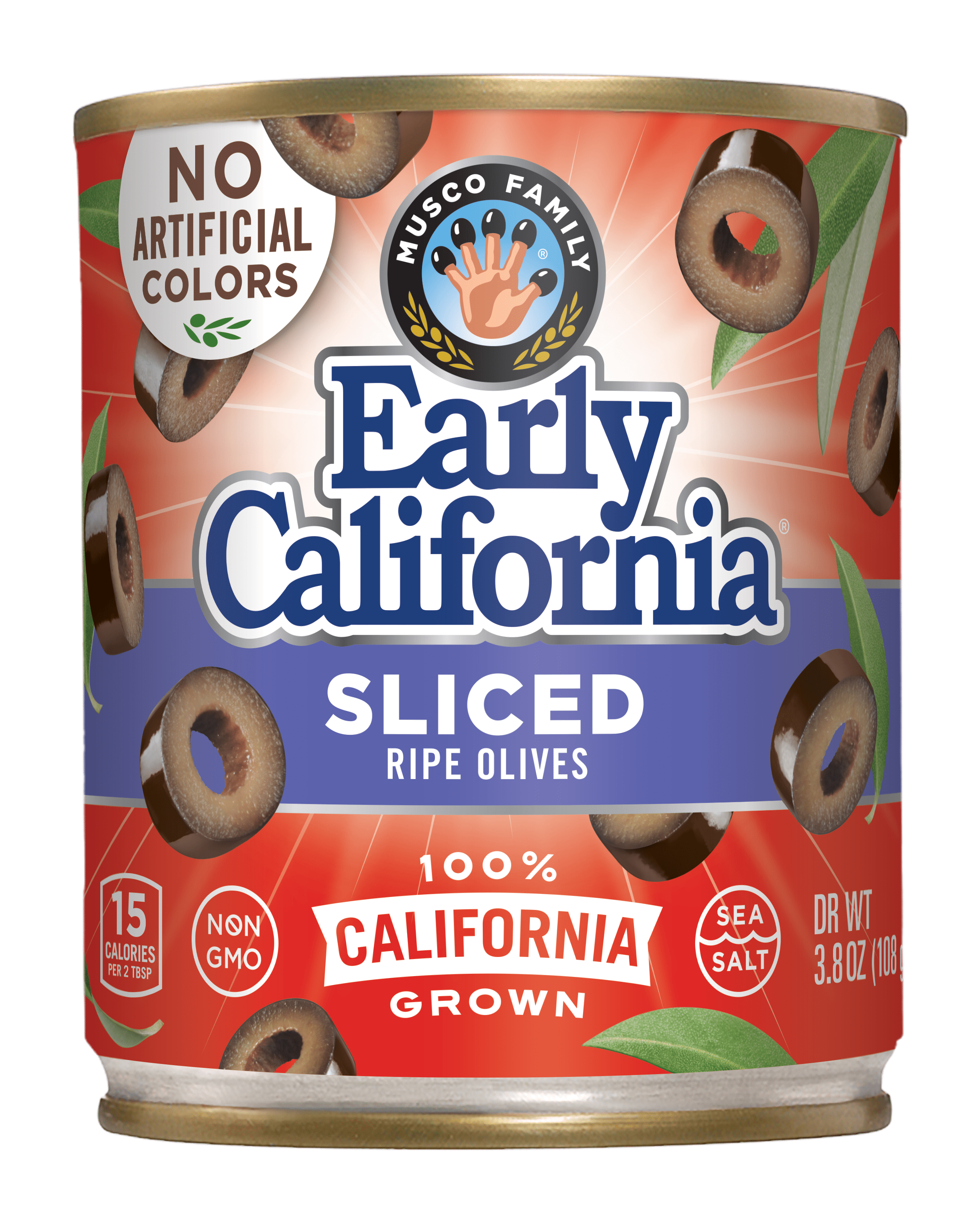 Early California Sliced California Ripe Olives 3.8 oz. Can. No Artificial Colors. Major Allergens Not Contained.