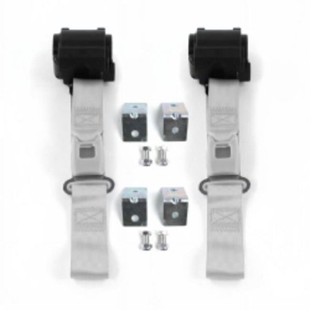 Early Cars 1900-1927 Standard 2 Point Gray & Grey Retractable Bucket Seat Belt Kit with Bracketry - 2 Belts