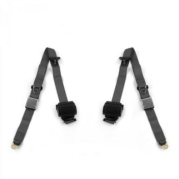 Early Cars 1933-1934 Airplane 3 Point Charcoal Retractable Bucket Seat Belt Kit - 2 Belts
