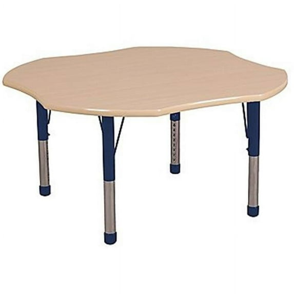 Early Childhood Resources ELR-14101-MNV-SB 48 in. Clover Adjustable Activity Table with Standard Legs, Ball Glides - Maple & Navy
