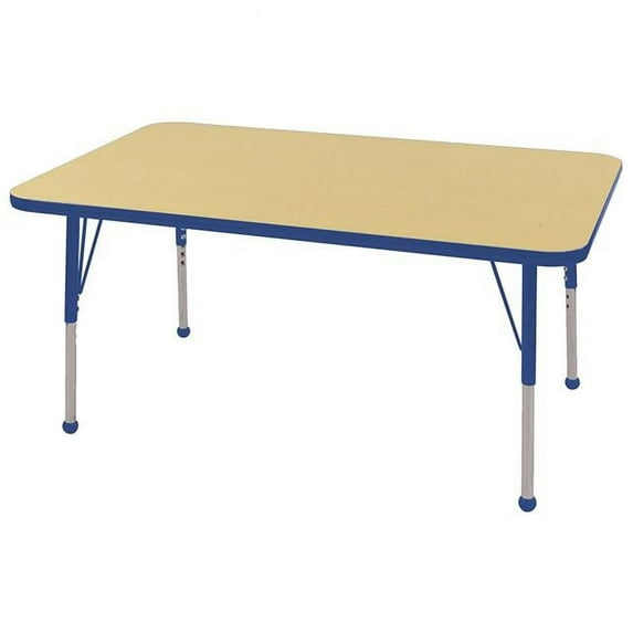 Early Childhood Resources ELR-14110-MBL-SB 30 x 48 in. Rectangular Adjustable Activity Table with Standard Legs, Ball Glides - Maple & Blue