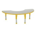 thumbnail image 1 of Early Childhood Resources ELR-14120-GYE-SS 36 x 72 in. Half Moon Adjustable Activity Table with Standard Legs, Swivel Glides - Gray & Yellow, 1 of 1