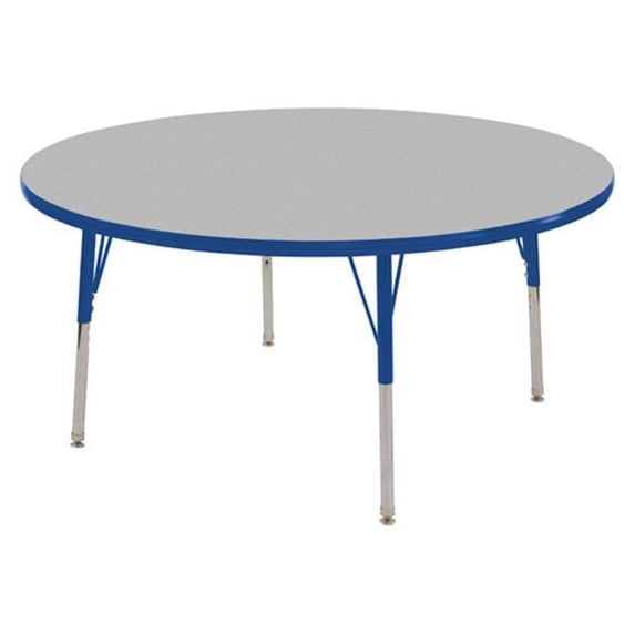 Early Childhood Resources ELR-14121-GBL-SS 30 in. Round Adjustable Activity Table with Standard Legs, Swivel Glides - Grey & Blue