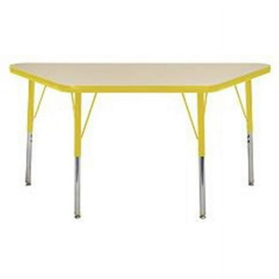Early Childhood Resources ELR-14126-MYE-SS 24 x 48 in. Trapezoid Adjustable Activity Table with Standard Legs, Swivel Glides - Maple & Yellow