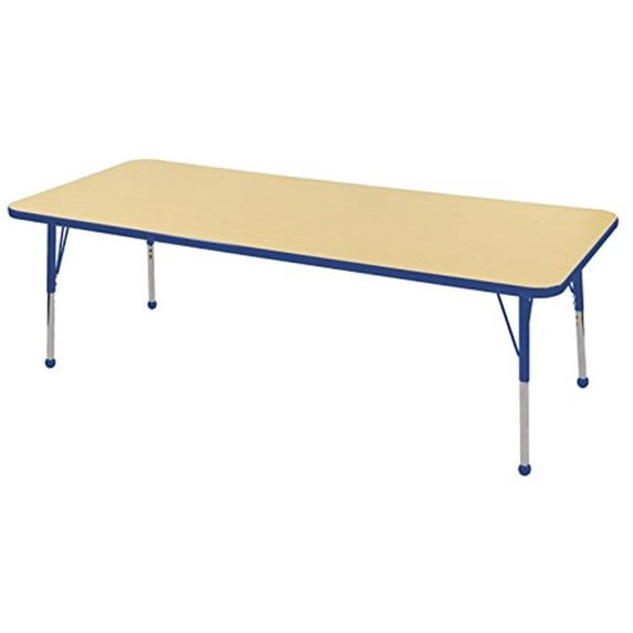 ECR4Kids 30in x 72in Rectangle Premium Thermo-Fused Adjustable Activity Table Maple/Blue/Blue - Standard Ball