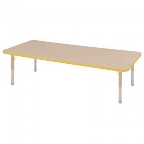 Early Childhood Resources ELR-14212-MPYESDCH 30 x 72 in. Rectangle Premium Thermo-Fused Adjustable Activity Table, Maple, Yellow & Sand - Chunky Leg