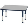 thumbnail image 1 of Early Childhood Resources ELR14107P6X10-GNVC 24 x 48 in. Rectangular Activity Table with Chunky Legs & 6 x 10 in. Chairs, Ball Glides - Gray & Navy, 1 of 1
