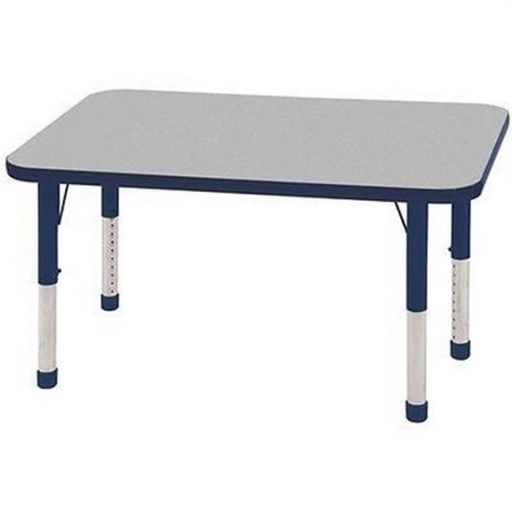 Early Childhood Resources ELR14107P6X10-GNVC 24 x 48 in. Rectangular Activity Table with Chunky Legs & 6 x 10 in. Chairs, Ball Glides - Gray & Navy