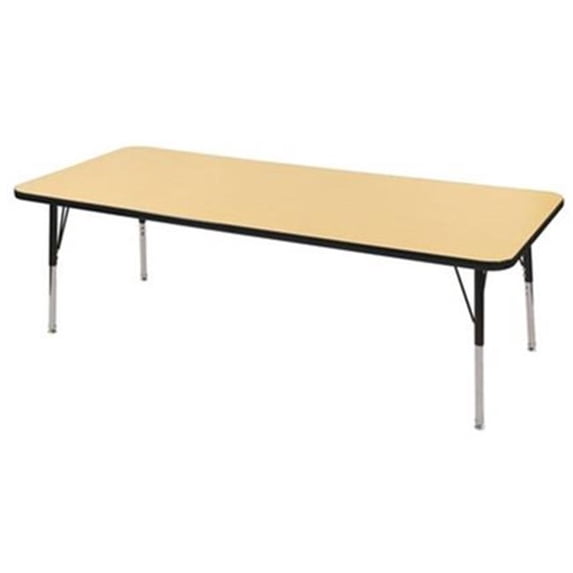 Early Childhood Resources ELR14112P6X18-MBBKSS 30 x 72 in. Rectangular Activity Table with Standard Legs & Six 18 in. Chairs, Swivel Glides - Maple & Black