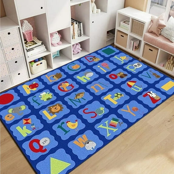 Early Education Alphabet Cartoon Crawl Play Climb Mat Area Rug Carpet Mats for Playroom Bedroom Living Room Kids Children Baby