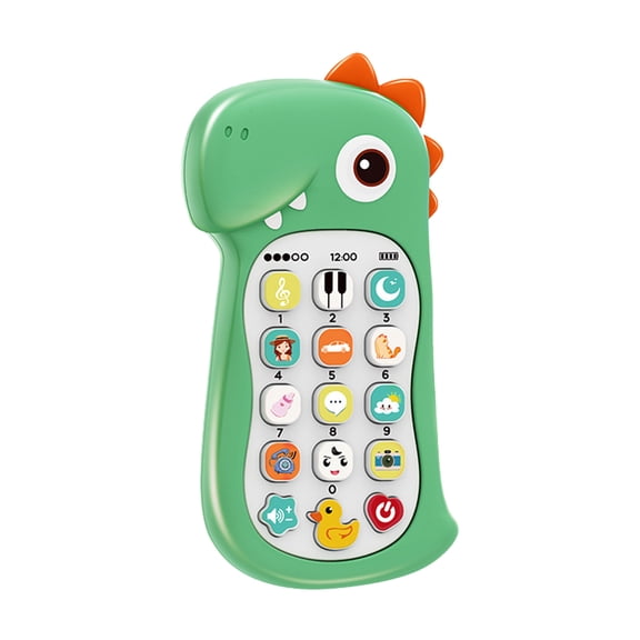 Early Education Toy for Toddlers and Kids Interactive Cell Dinosaur Phone Themed Learning Toy for Boys and Girls with Light Musical Call Chat Educational Pretend Play Phone,2.75x5.51x0.98 inch,Green