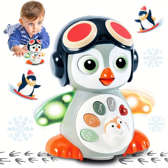 Early Education Toys Wobbling Penguin With Lights Music Stories Metal ABS For Adults,13.97 cmx16.76 cm,White