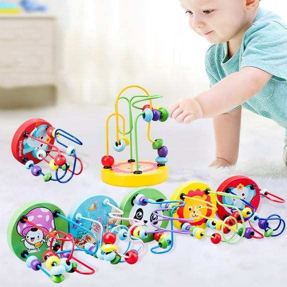 Early Education Toys Wooden Bead Maze Roller Educational Developmental Activity for Preschool Learning and Interactive Setup