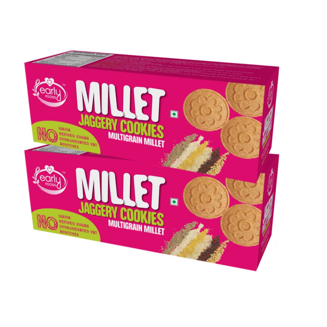 Early Foods Organic MultiGrain Millet Jaggery Cookies For Healthy Baby, 150G Pack Of 2