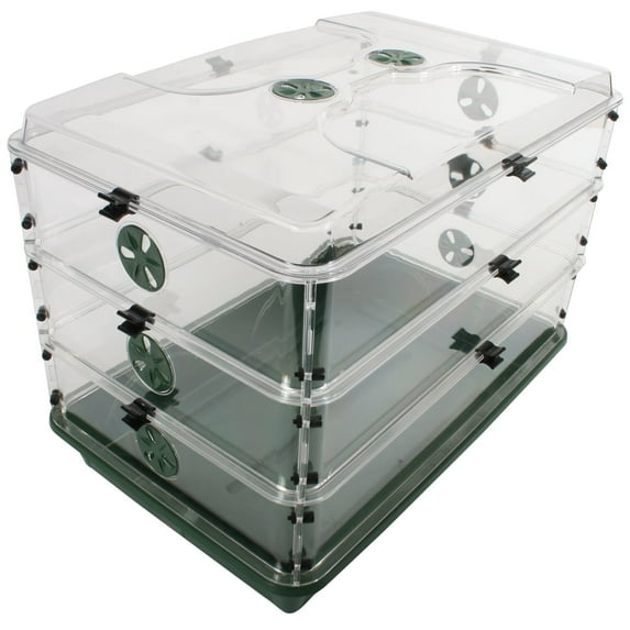 Early Grow Oversized 24 Inch x 15 Inch x 16.75 Inch Domed Propagator with 3 Height Extenders & Locking Clip Set