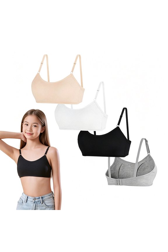 Early Growth Care Cotton Puberty Training Bras Teenagers 10-16 Wire-Free Thin Padding, Modifiable Adjustable Straps Skin Friendly Breathable Comfort Starter Undergarment