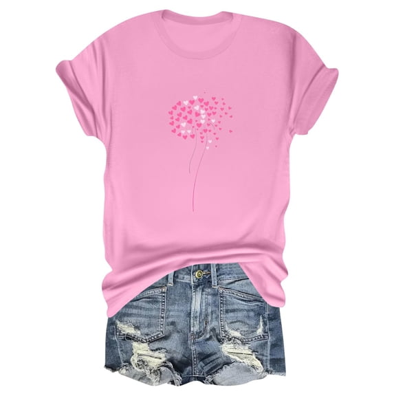 NAMTYQX Basic Tees for Women Hawaiian Crew-Neck Lightweight Plus Size Soft Short Sleeve Grafisches Patterns Baggys Spring Tops for Women 2025 Pink Size 2XL
