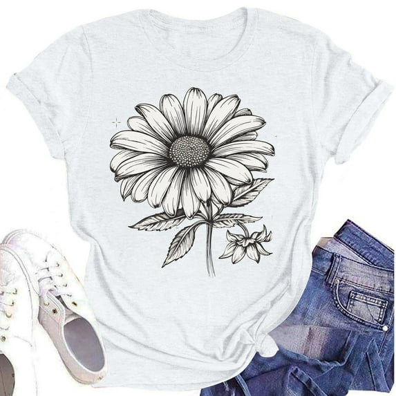 NAMTYQX Basic Tees for Women Patterns Tropischer Druck Stretch Soft Relaxed Fit Casual Plus Size Crew-Neck Short Sleeve Graphic Tees White Size 2XL