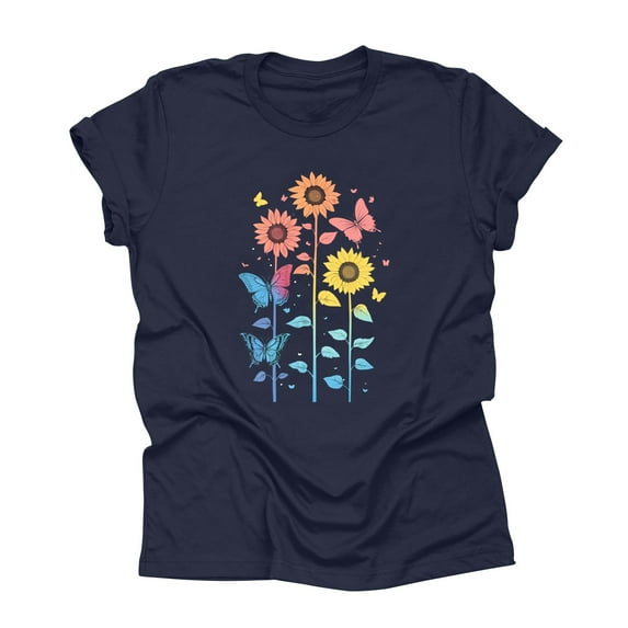 NAMTYQX Cute Tops for Women Pattern Plus Size Short Sleeve Trending Stretchy Soft Muster Crew Neck Loose Fit Womens Tops Dressy Casual Dark Blue Size 2XL