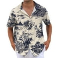 thumbnail image 1 of NAMTYQX Mens Graphic T-Shirts Button Up Short Sleeve Textured Patterned Plus Size Light Vneck Casual Graphic Tees Men Navy Size L, 1 of 5